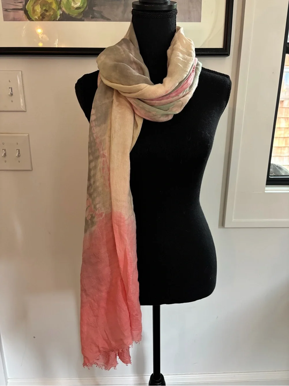 Michael Stars Coral, Cream & Mint Ombre Lightweight Scarf